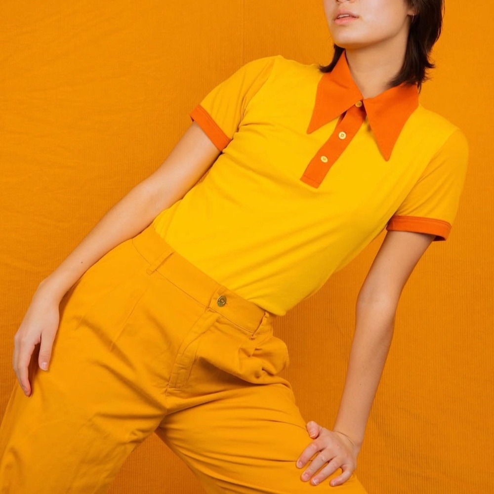 Big Bud Press Polo in orange and yellow size 5x